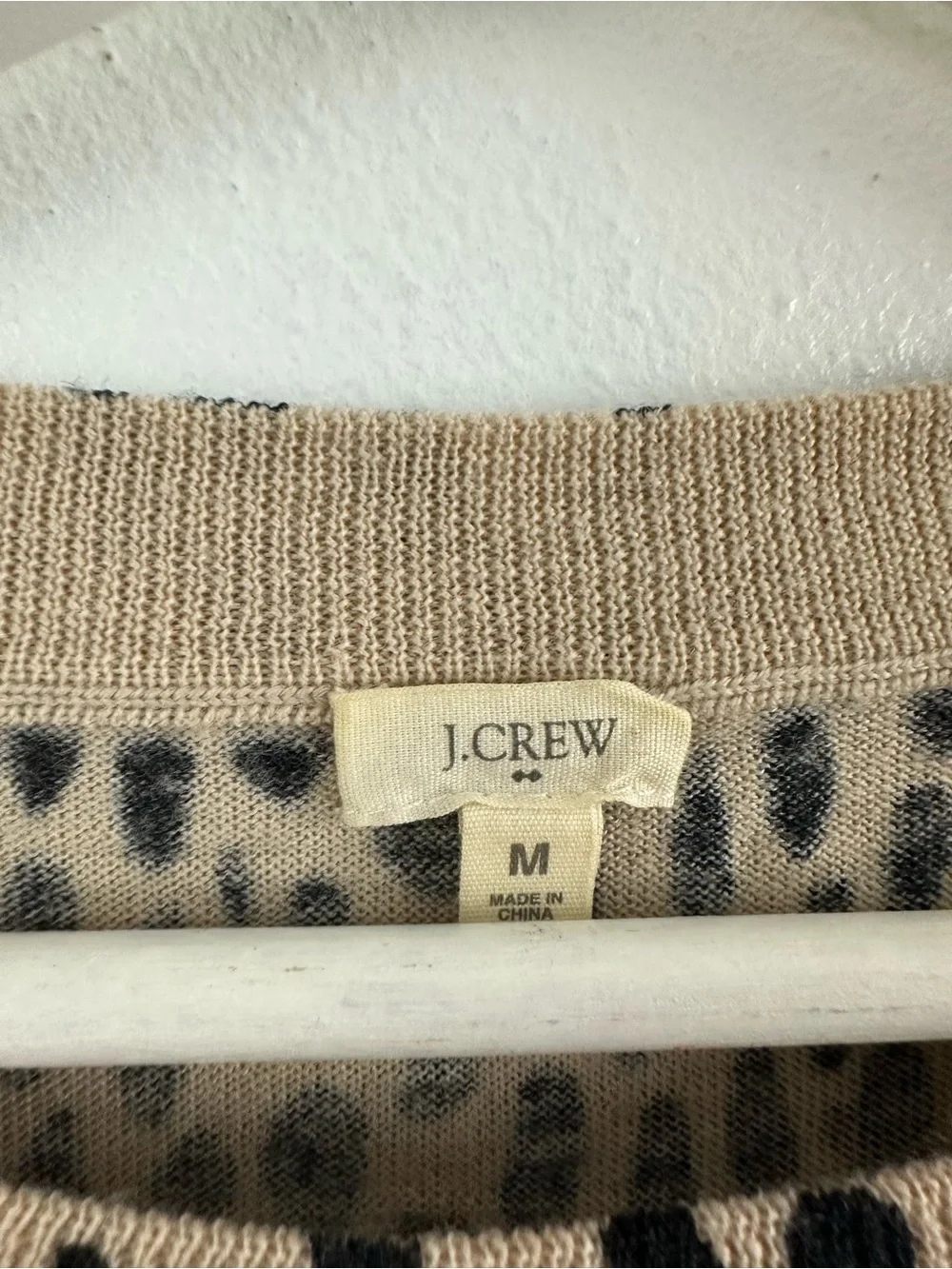 J.Crew Leopard Print Crewneck Merino Wool Sweater Women's Size M